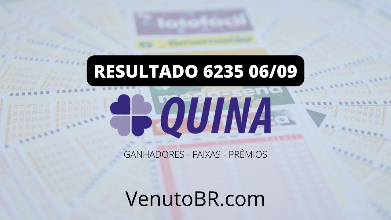 Resultado da Quina 6230 hoje, quinta-feira (31/08); prêmio é de R$ 3,5  milhões, Quina